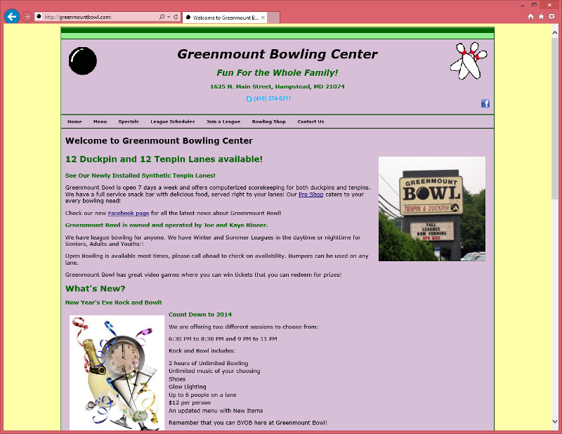 Greenmount Bowl web site