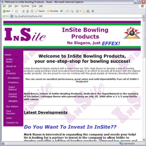 InSite Bowling Products web site